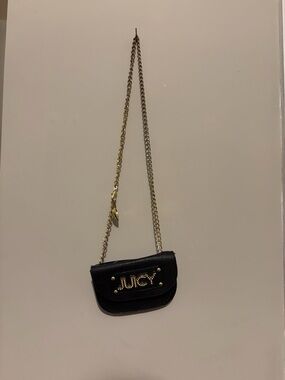 Juicy Couture Black Crossbody Bag with Gold Chain and Logo Studs